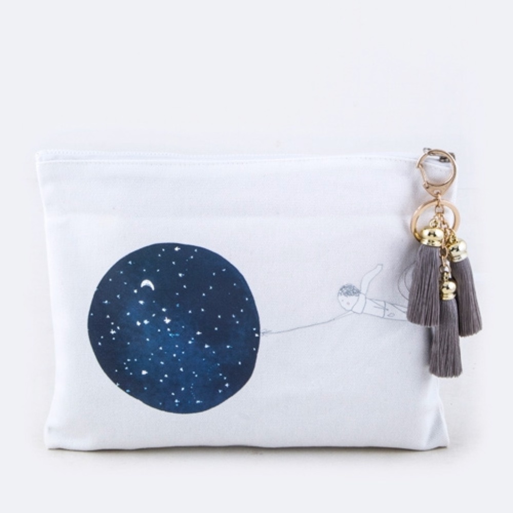 Space Balloon Tasseled Pouch